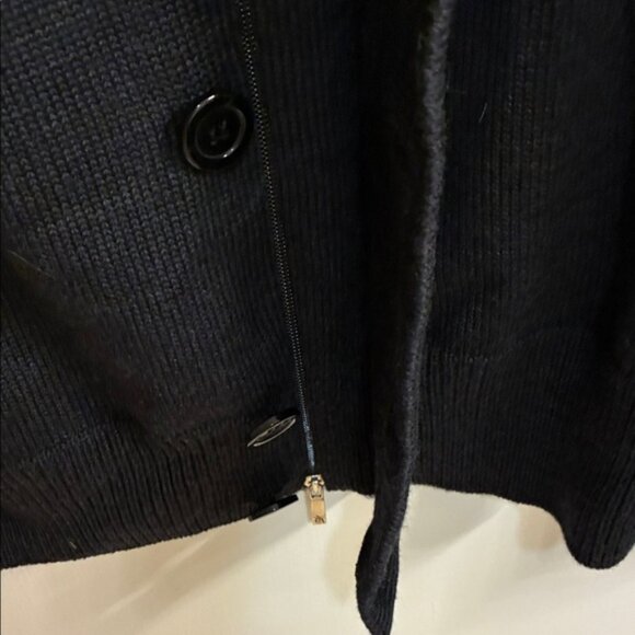 NWOT Men's Enzo Mantovani Black 2 way Zip-Up Sweater- 100% Merino Wool in XL - Picture 4 of 8